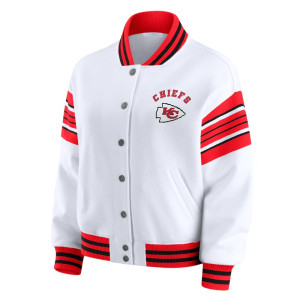 Kansas City Chiefs Snap Front White Fleece Jacket