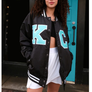Kansas City Current Black Varsity Satin Jacket