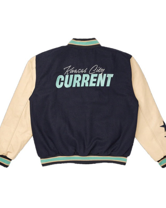 Kansas City Current Navy and Beige Varsity Jacket