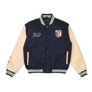 Kansas City Current Navy and Beige Varsity Jacket