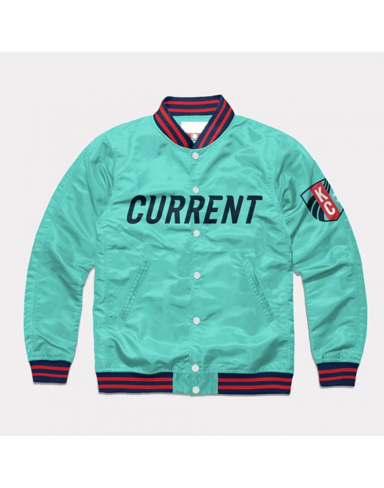 Kansas City Current Teal Varsity Satin Jacket