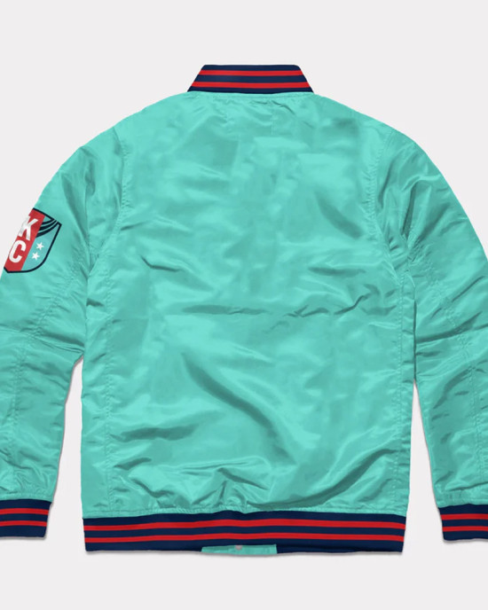 Kansas City Current Teal Varsity Satin Jacket Kansas City Current Teal Varsity Satin Jacket