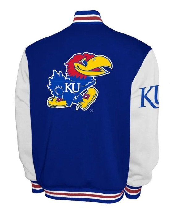 Kansas Jayhawks Fleece Royal and White Varsity Jacket