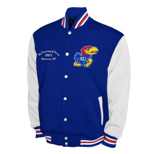 Kansas Jayhawks Fleece Royal and White Varsity Jacket