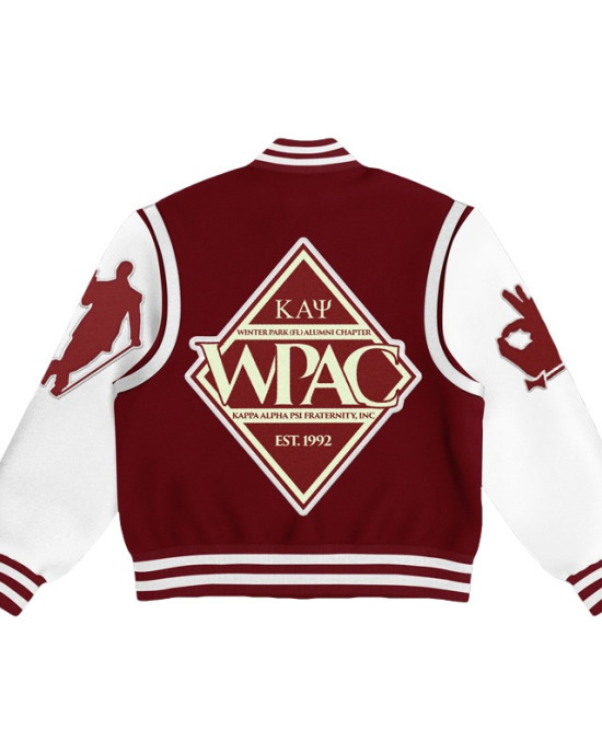 Kappa Alpha Psi Burgundy and White Letterman Jacket