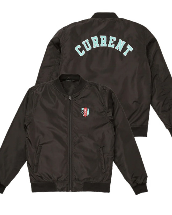 KC Current Bomber Black Full-Zip Satin Jacket