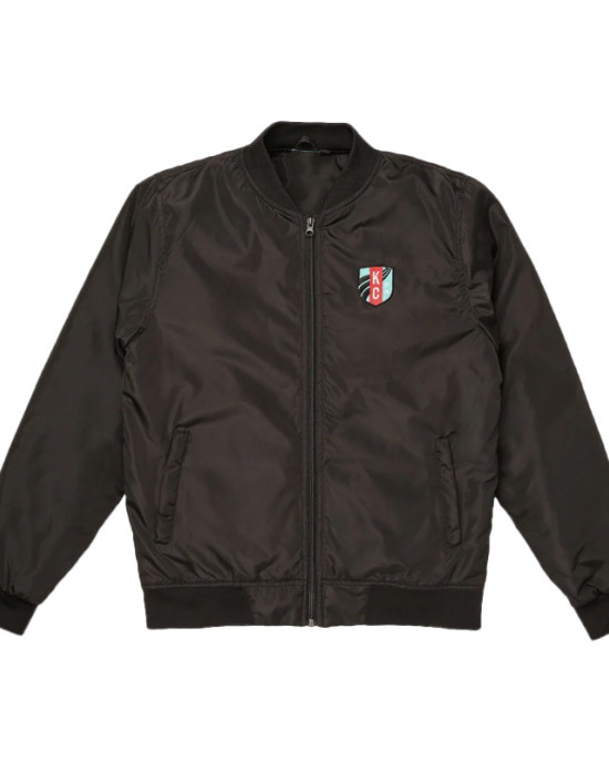 KC Current Bomber Black Full-Zip Satin Jacket