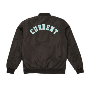 KC Current Bomber Black Full-Zip Satin Jacket