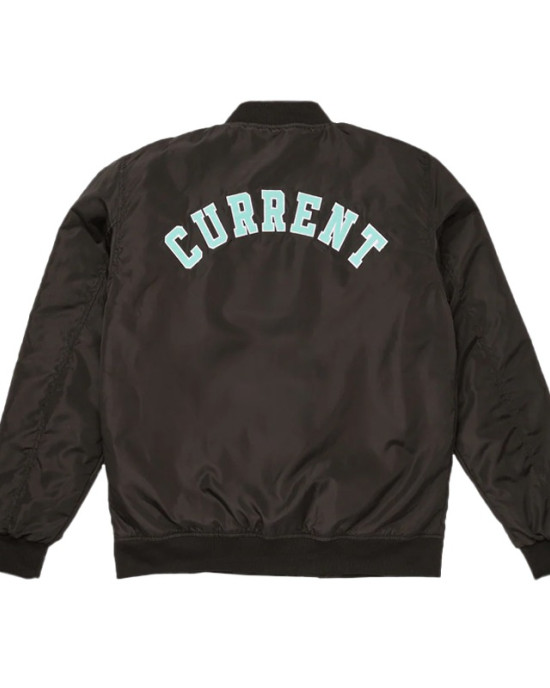 KC Current Bomber Black Full-Zip Satin Jacket