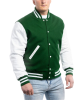 Kelly Green Wool Body & Bright White Leather Sleeves Letterman Jacket Kelly Green Wool Body & Bright White Leather Sleeves Letterman Jacket