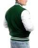 Kelly Green Wool Body & Bright White Leather Sleeves Letterman Jacket Kelly Green Wool Body & Bright White Leather Sleeves Letterman Jacket