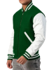 Kelly Green Wool Body & White Leather Sleeves Letterman Jacket With Zipper Kelly Green Wool Body & White Leather Sleeves Letterman Jacket With Zipper