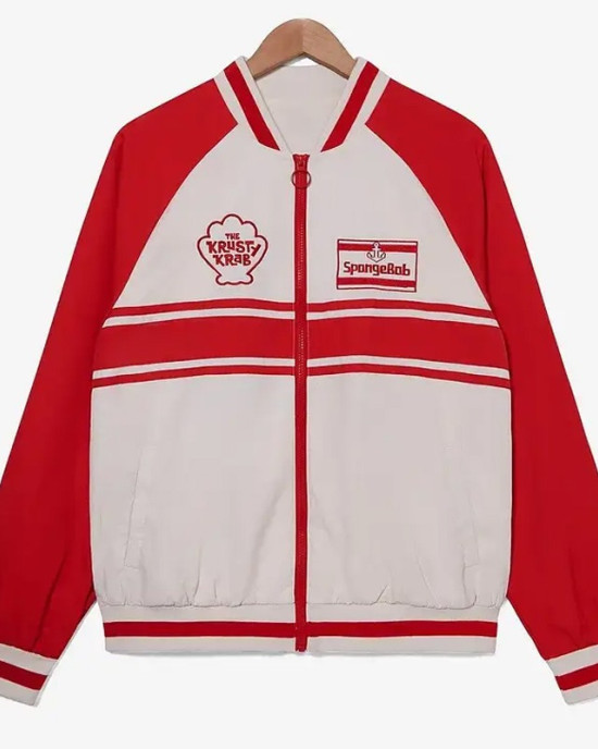 Krusty Krab Pizza Red and White Bomber Jacket