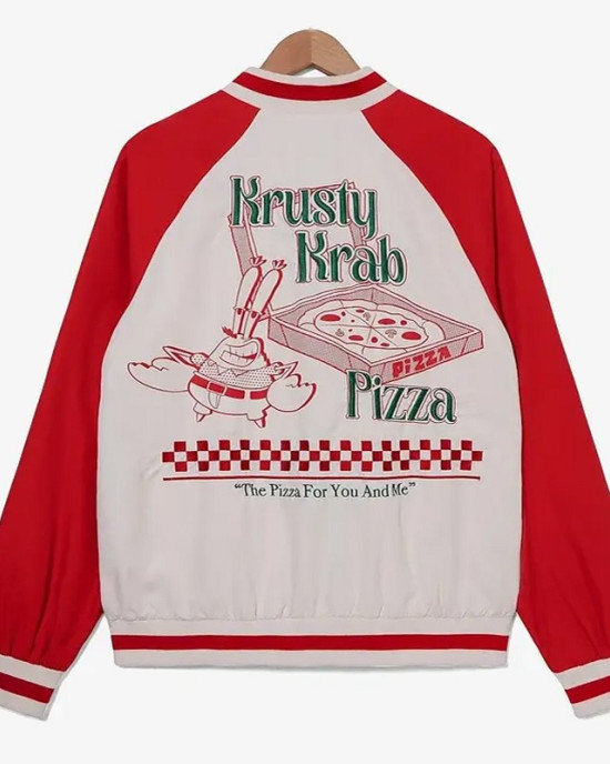 Krusty Krab Pizza Red and White Bomber Jacket