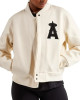 LA Angels Wool Cream White Varsity Jacket LA Angels Wool Cream White Varsity Jacket