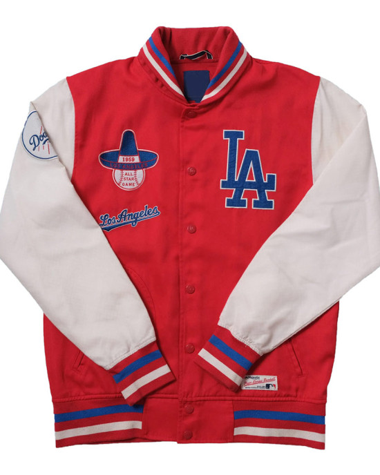 LA Dodgers 1959 Red and White Varsity Jacket LA Dodgers 1959 Red and White Varsity Jacket