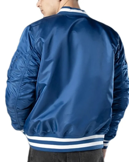 LA Dodgers Full-Zip Bomber Satin Jacket