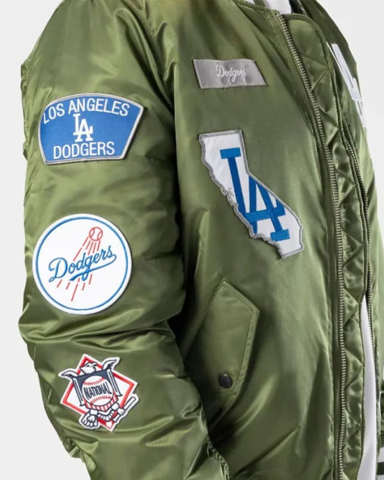 LA Dodgers Full-Zip Bomber Satin Jacket