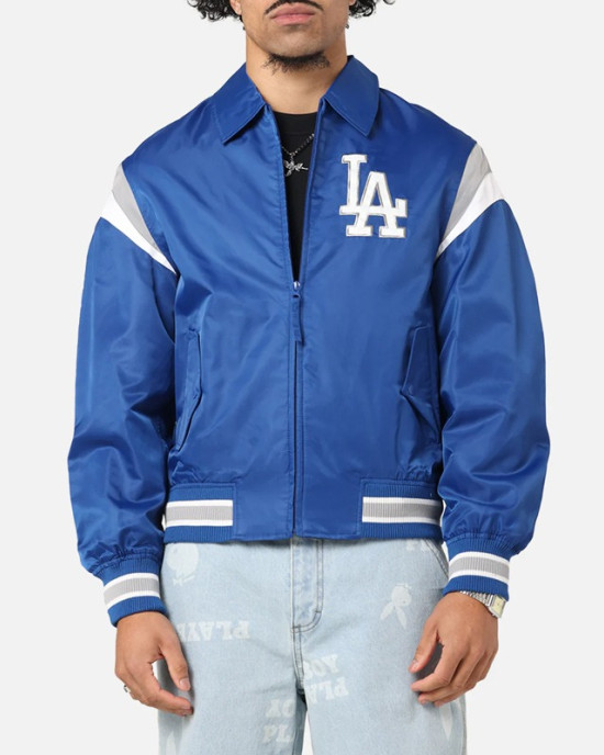 LA Dodgers Retro Stadium Blue Satin Jacket