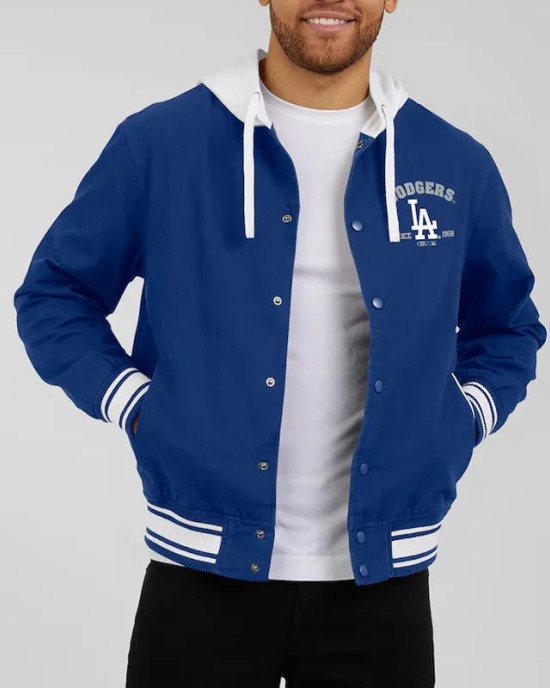 LA Dodgers Royal Cotton Hooded Jacket LA Dodgers Royal Cotton Hooded Jacket