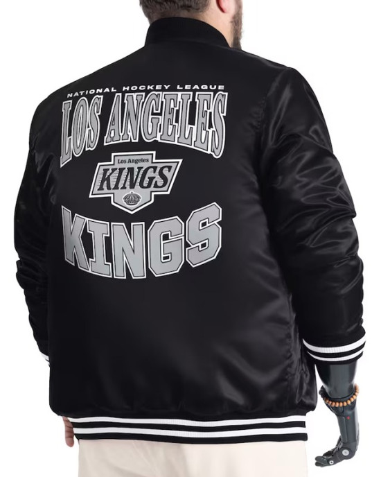 LA Kings Adaptive Bold Logo Varsity Satin Jacket