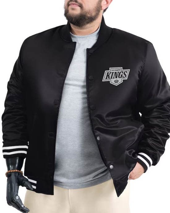 LA Kings Adaptive Bold Logo Varsity Satin Jacket