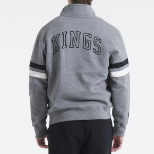 LA Kings Heather Gray Striped Fleece Jacket