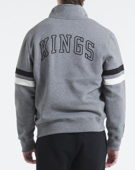 LA Kings Heather Gray Striped Fleece Jacket
