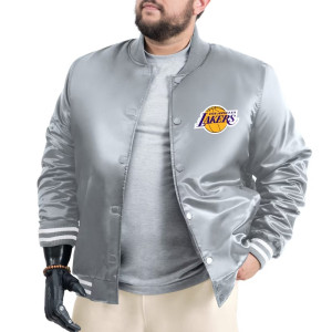 LA Lakers Adaptive Bold Logo Varsity Satin Jacket