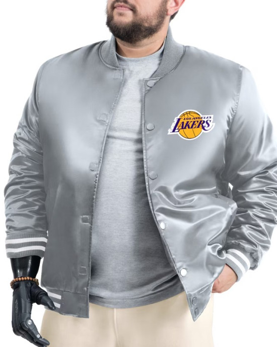 LA Lakers Adaptive Bold Logo Varsity Satin Jacket