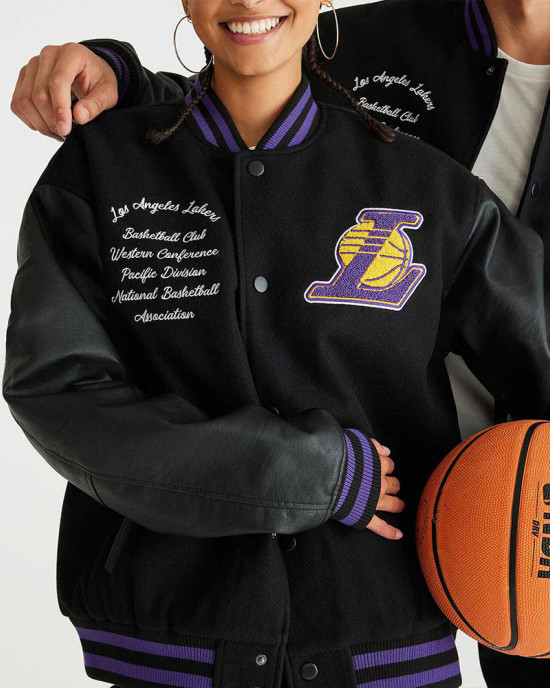 LA Lakers Basketball Black Varsity Jacket LA Lakers Basketball Black Varsity Jacket