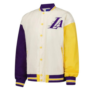 LA Lakers Color Block Bomber Full-Snap Jacket