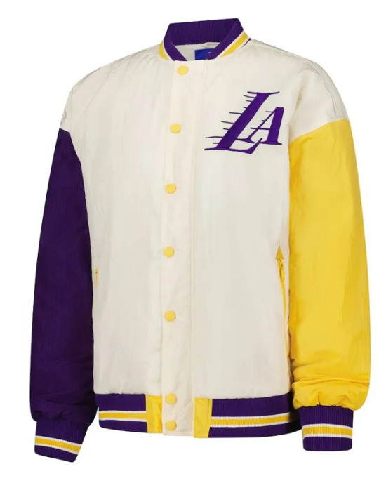 LA Lakers Color Block Bomber Full-Snap Jacket LA Lakers Color Block Bomber Full-Snap Jacket