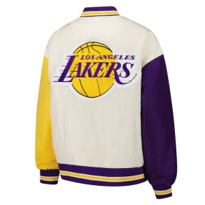 LA Lakers Color Block Bomber Full-Snap Jacket