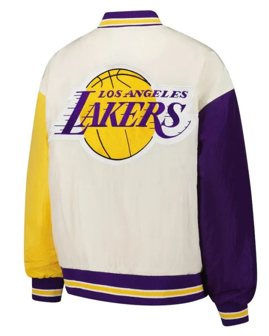 LA Lakers Color Block Bomber Full-Snap Jacket LA Lakers Color Block Bomber Full-Snap Jacket