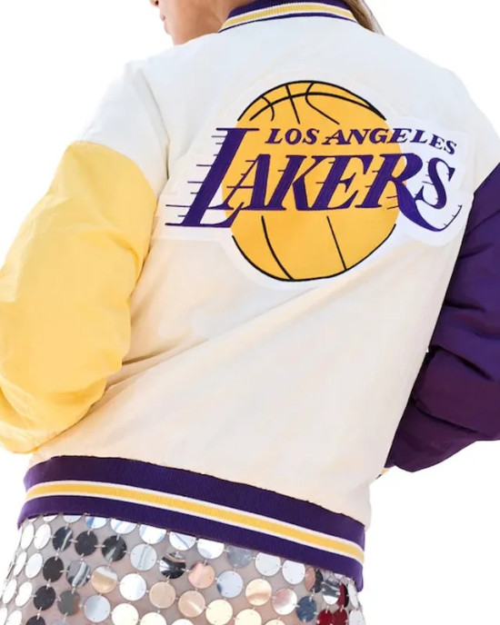 LA Lakers Color Block Bomber Full-Snap Jacket LA Lakers Color Block Bomber Full-Snap Jacket