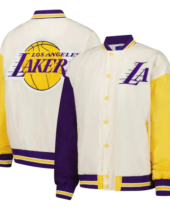 LA Lakers Color Block Bomber Full-Snap Jacket LA Lakers Color Block Bomber Full-Snap Jacket