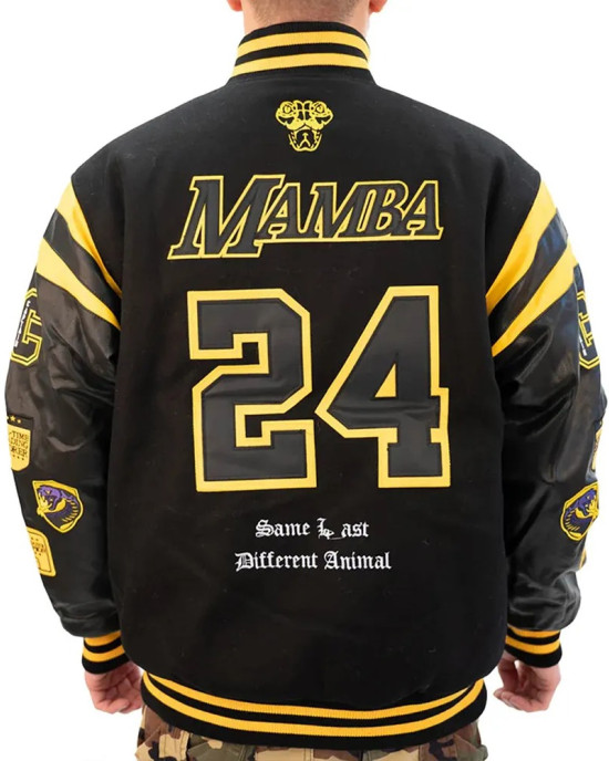 LA Lakers Kobe Bryant Collage Legends Black Varsity Jacket LA Lakers Kobe Bryant Collage Legends Black Varsity Jacket