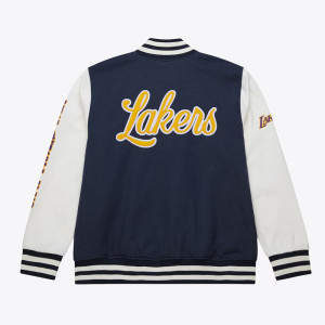 LA Lakers Navy and White Fleece Varsity Jacket
