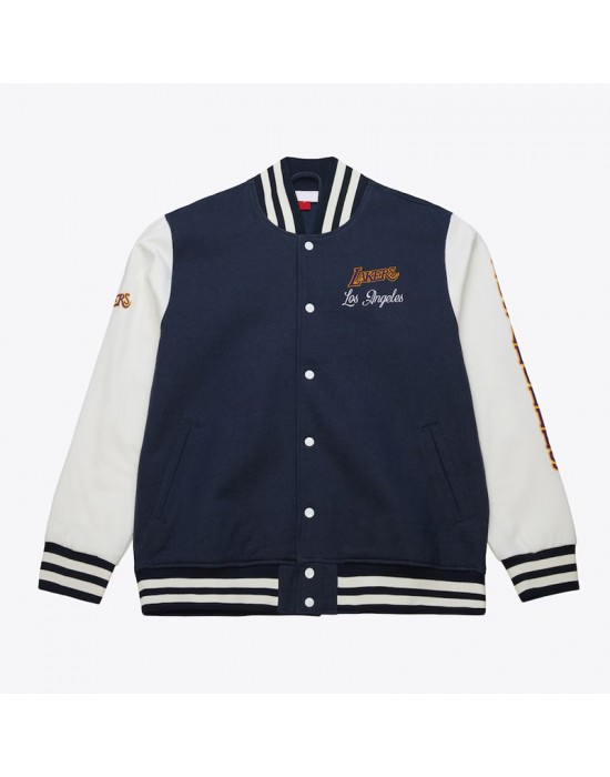 LA Lakers Navy and White Fleece Varsity Jacket