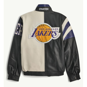 LA Lakers Retro Full Zip Leather Jacket