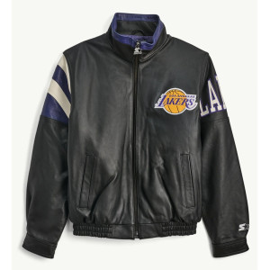 LA Lakers Retro Full Zip Leather Jacket