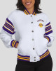 LA Lakers Snap Front White Fleece Jacket