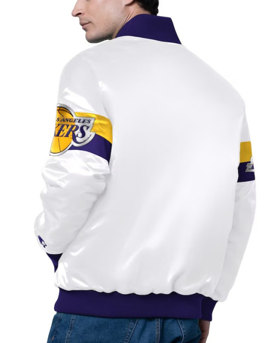 LA Lakers Triple Option Varsity Full-Snap Satin Jacket