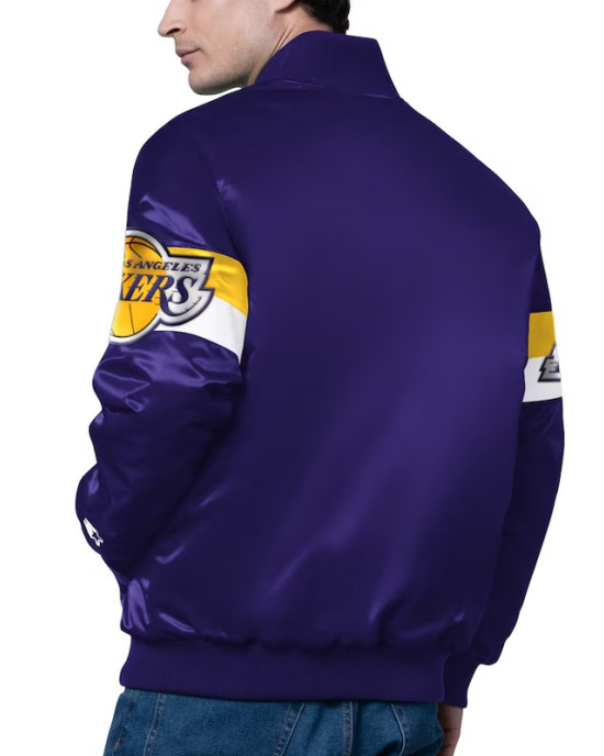 LA Lakers Triple Option Varsity Full-Snap Satin Jacket