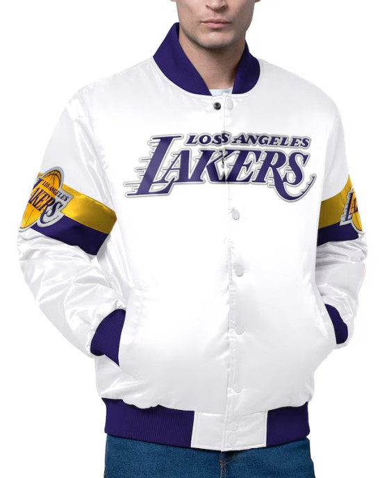 LA Lakers Triple Option Varsity Full-Snap Satin Jacket