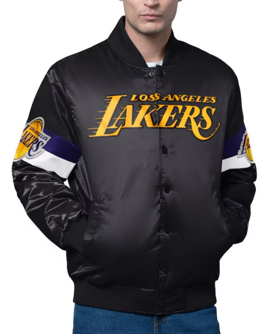 LA Lakers Triple Option Varsity Full-Snap Satin Jacket
