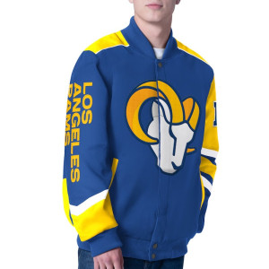 LA Rams Prime Time Racing Full-Zip Royal Cotton Jacket