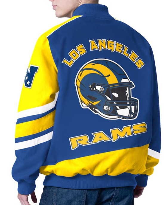 LA Rams Prime Time Racing Full-Zip Royal Cotton Jacket