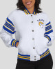LA Rams Snap Front White Fleece Jacket
